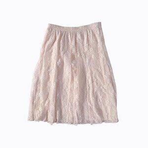 Vintage Pink Floral Lace Skirt S Balletcore Sheer Crinkle Boho Fairy Angelcore